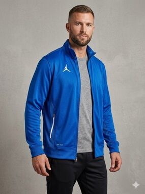 Air Jordan Men's Blue Dri-Fit Full-Zip Track Jacket - Size XL